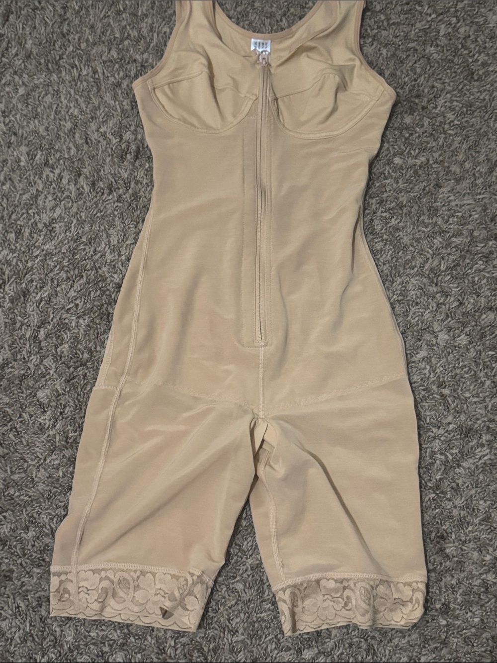 Nude Shapewear One-Piece Bodysuit with Lace Trim